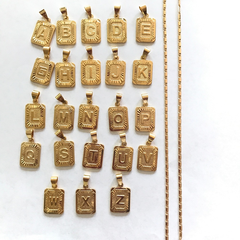 new gold filled unisex initial necklace w. Pendant - Picture 7 of 8